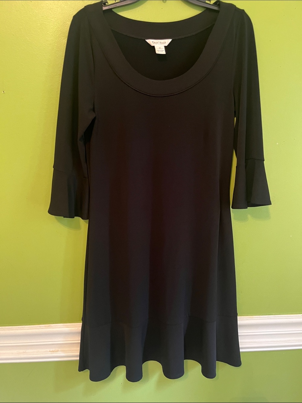 White House Black Market black knit dress, scoop neckline Flutter Sleeves